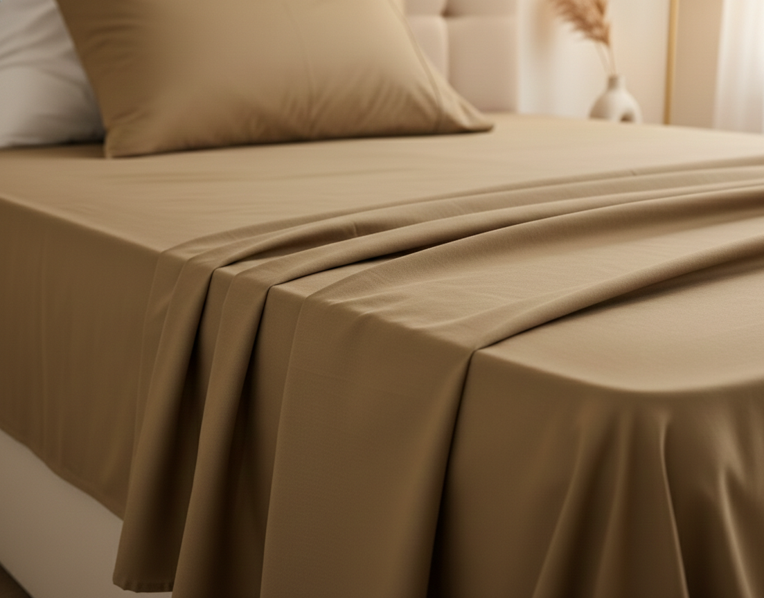 Amaré Opéra — Velvet Mocha Solid 550 TC Bedsheet