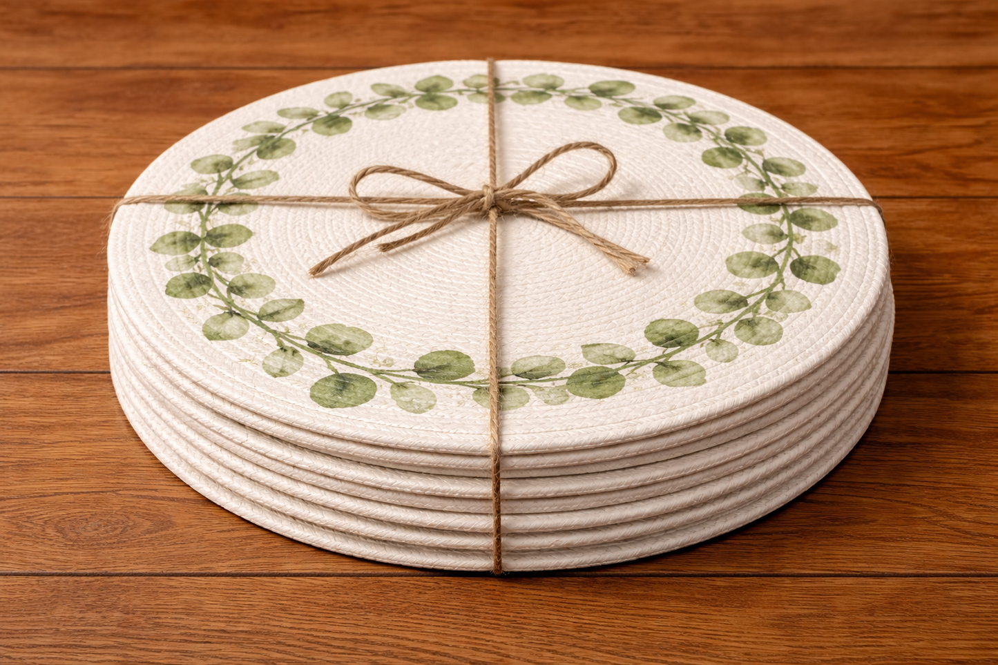 Eucalyptus Cotton Round Placemats – Botanical Dining Table Mats | Amaré Living