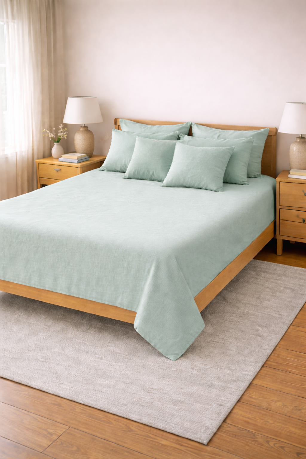 Amaré Sereno — Soft Mint 100% Linen Bedsheet