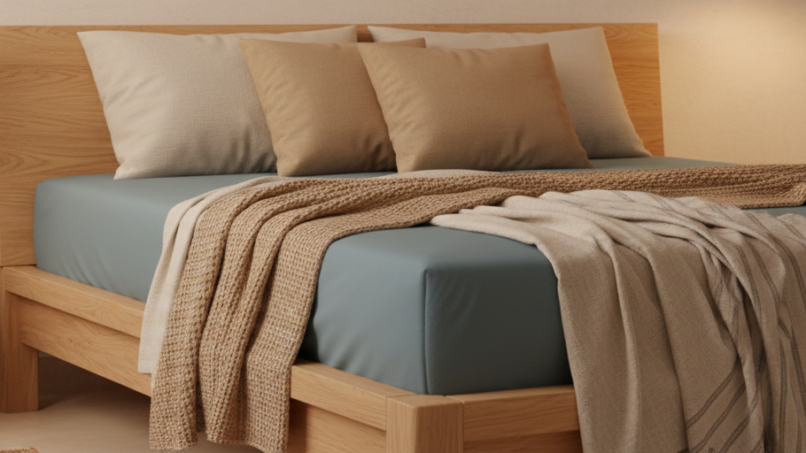 Amaré Opéra — Teal Slate Solid 550 TC Bedsheet