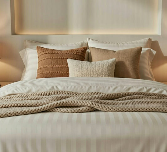 Amaré Élan — Soft Sand Striped 550 TC Bedsheet