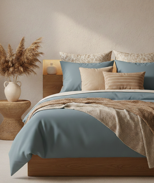 Amaré Opéra — Teal Slate Solid 550 TC Bedsheet
