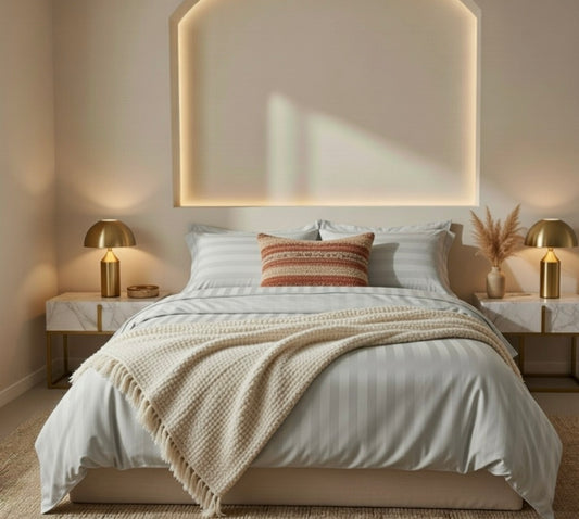 Amaré Élan — Steel Mist Striped 550 TC Bedsheet