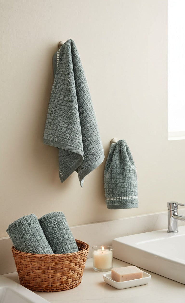 Mistvale Waffle Cotton Hand Towel Set – Pack of 4