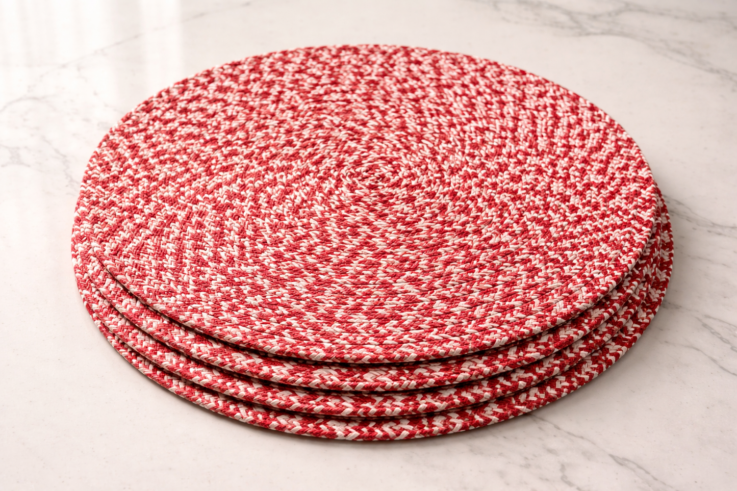 Crimson Weave Round Placemats – Set of 4