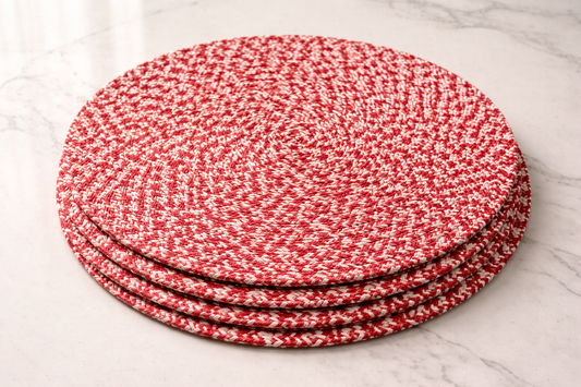Crimson Weave Round Placemats – Set of 4