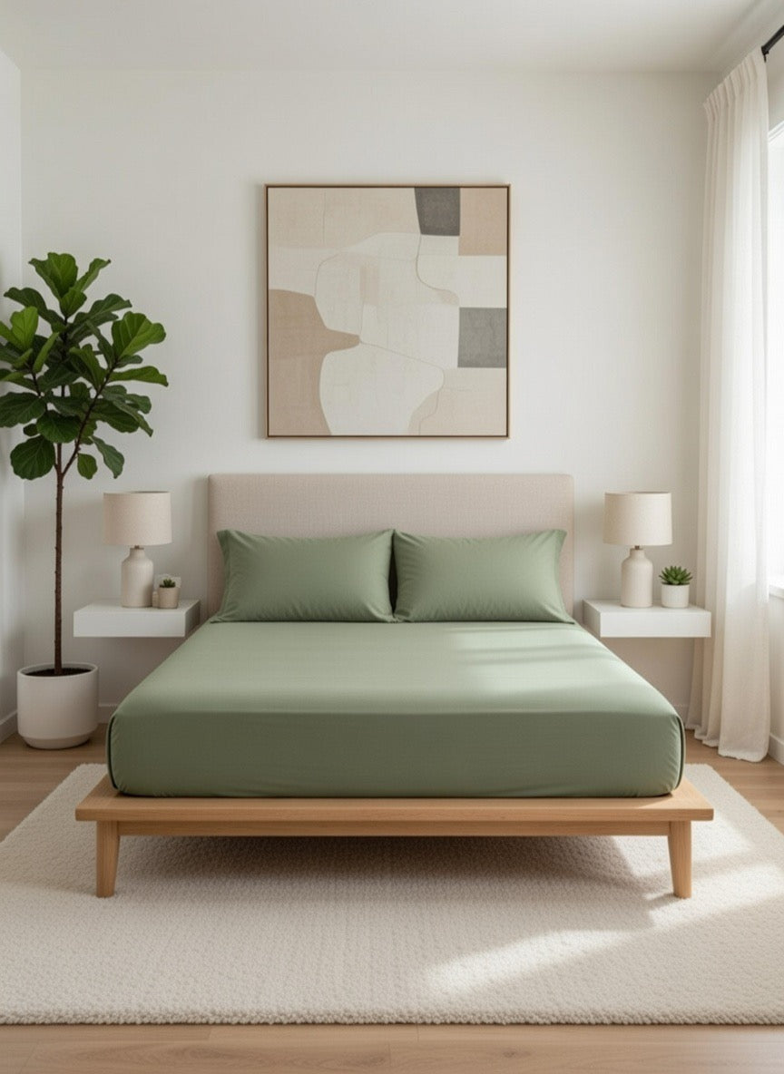 Amaré Opéra — Heritage Olive Solid 550 TC Bedsheet