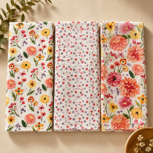 Blush Bloom Quick Dry Hand Towels - Pack Of 3 (21" x 28") | 100% Cotton – Amaré Living