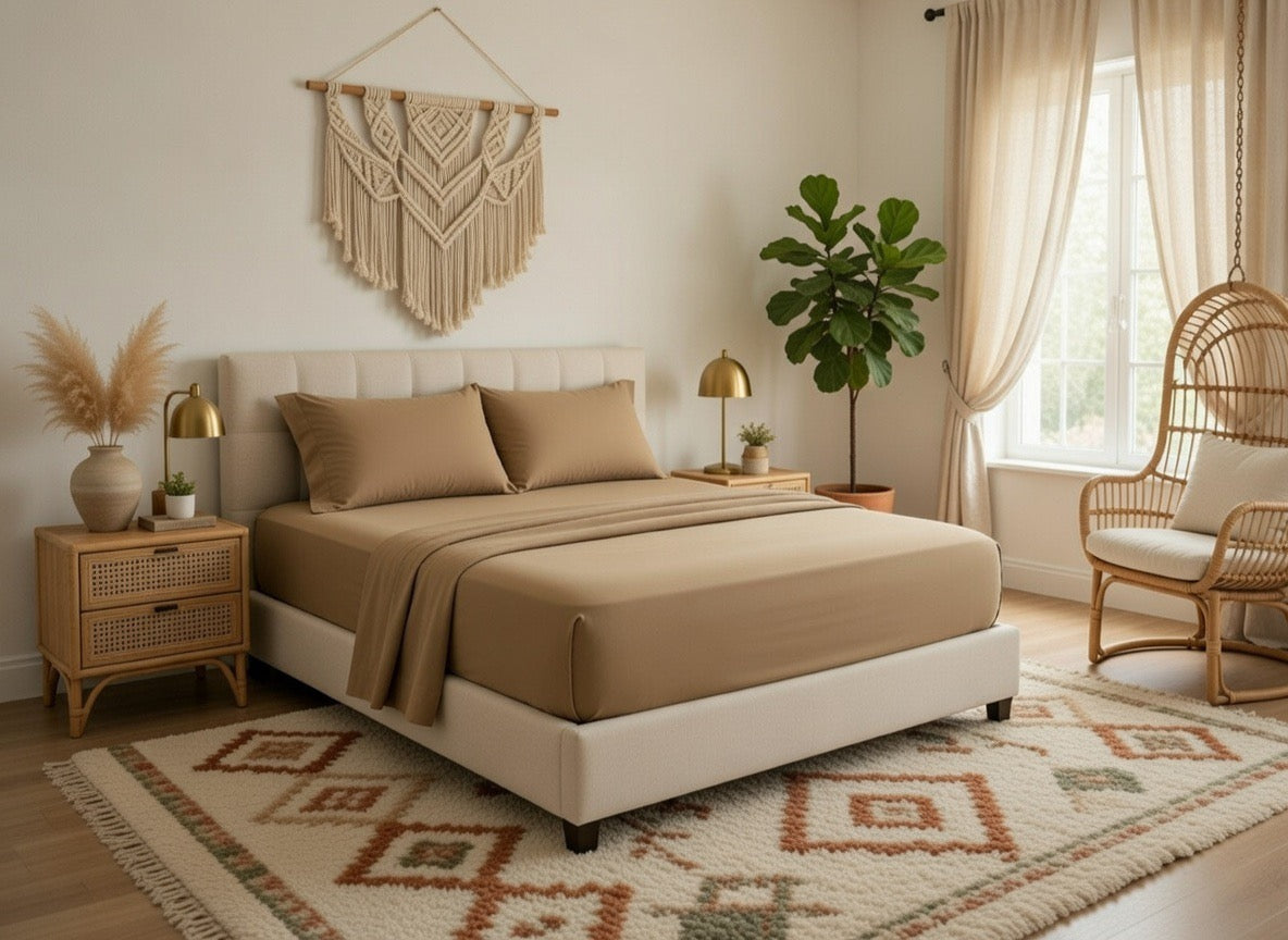 Amaré Opéra — Velvet Mocha Solid 550 TC Bedsheet