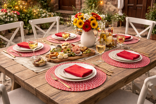 Crimson Weave Round Placemats – Set of 4