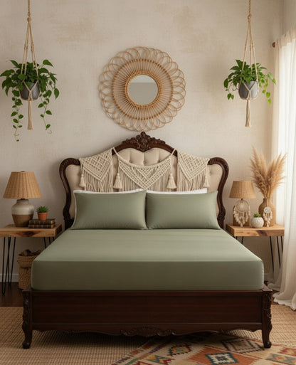 Amaré Opéra — Heritage Olive Solid 550 TC Bedsheet