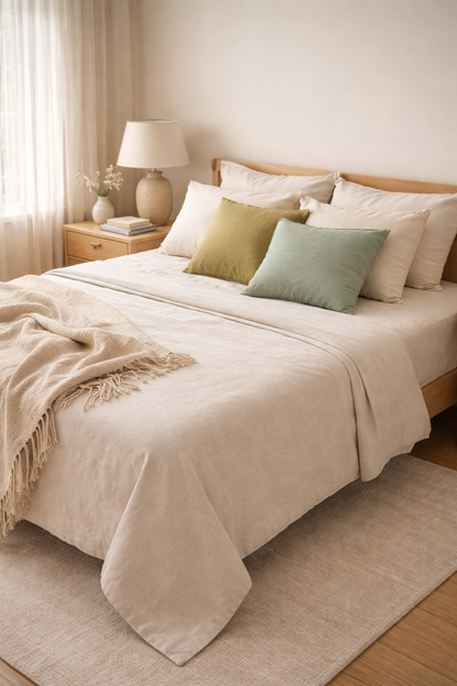 Amaré Sereno — Quiet Cream 100% Linen Bedsheet