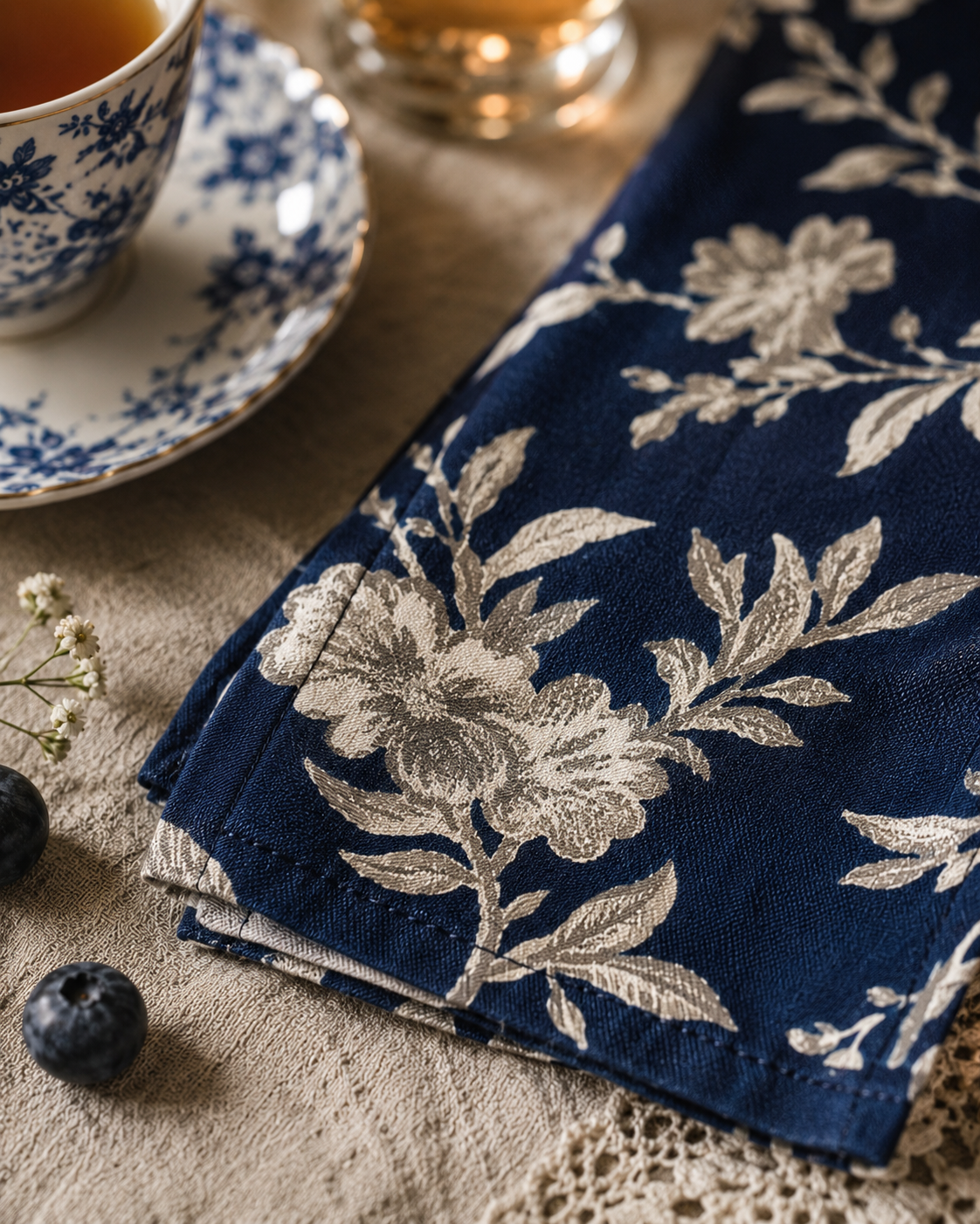 Midnight Bloom Styling Napkin (20" x 28") | 100% Cotton – Amaré Living