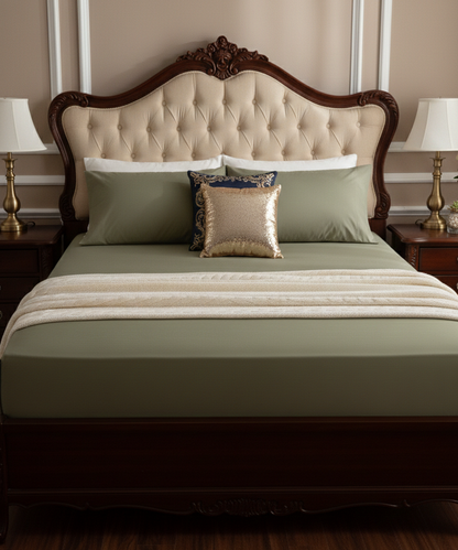 Amaré Opéra — Heritage Olive Solid 550 TC Bedsheet