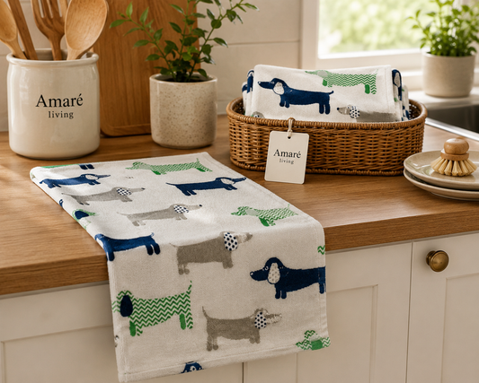 Dapper Dogs Terry Styling Napkin - Pack Of 2 (16" x 26") | Decorative Kitchen Linen – Amaré Living