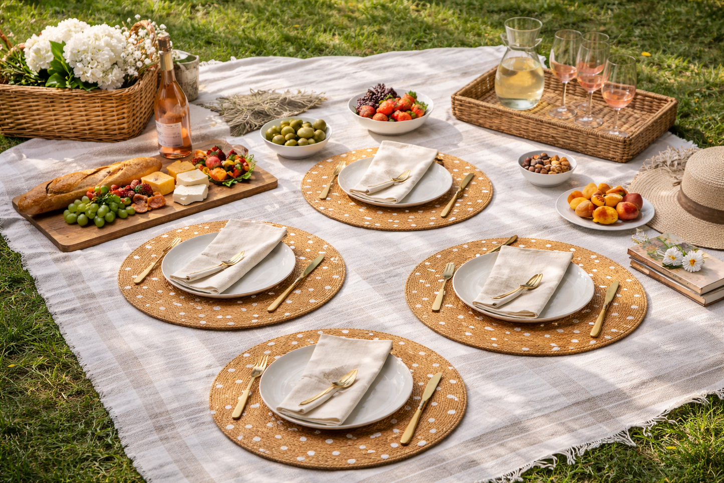 Dune Polka Woven Placemats - Set of 4 – Dining Table Mats | Amaré Living