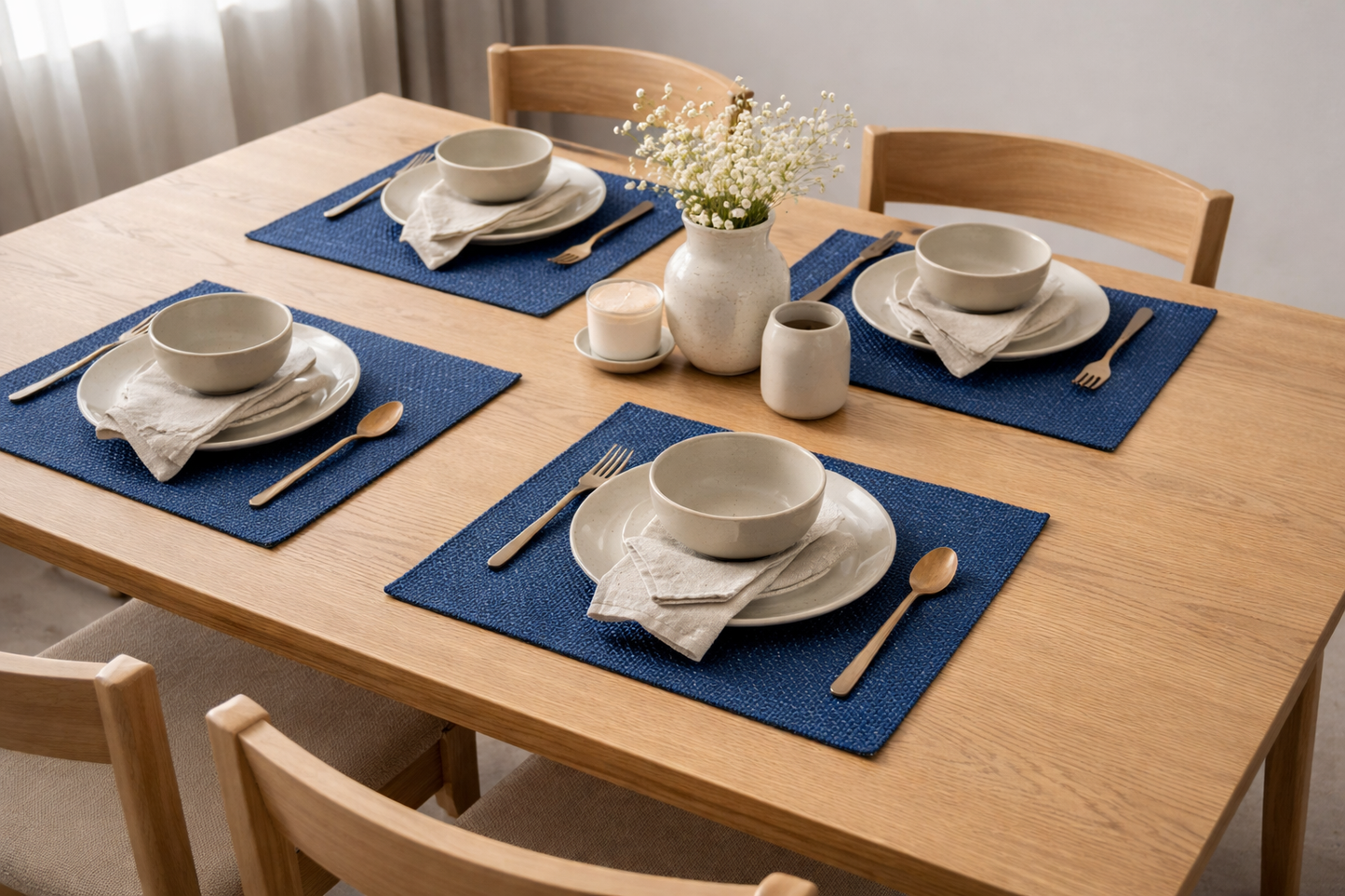 Indigo Textured Dining Placemats - Set of 4 – Dining Table Mats | Amaré Living
