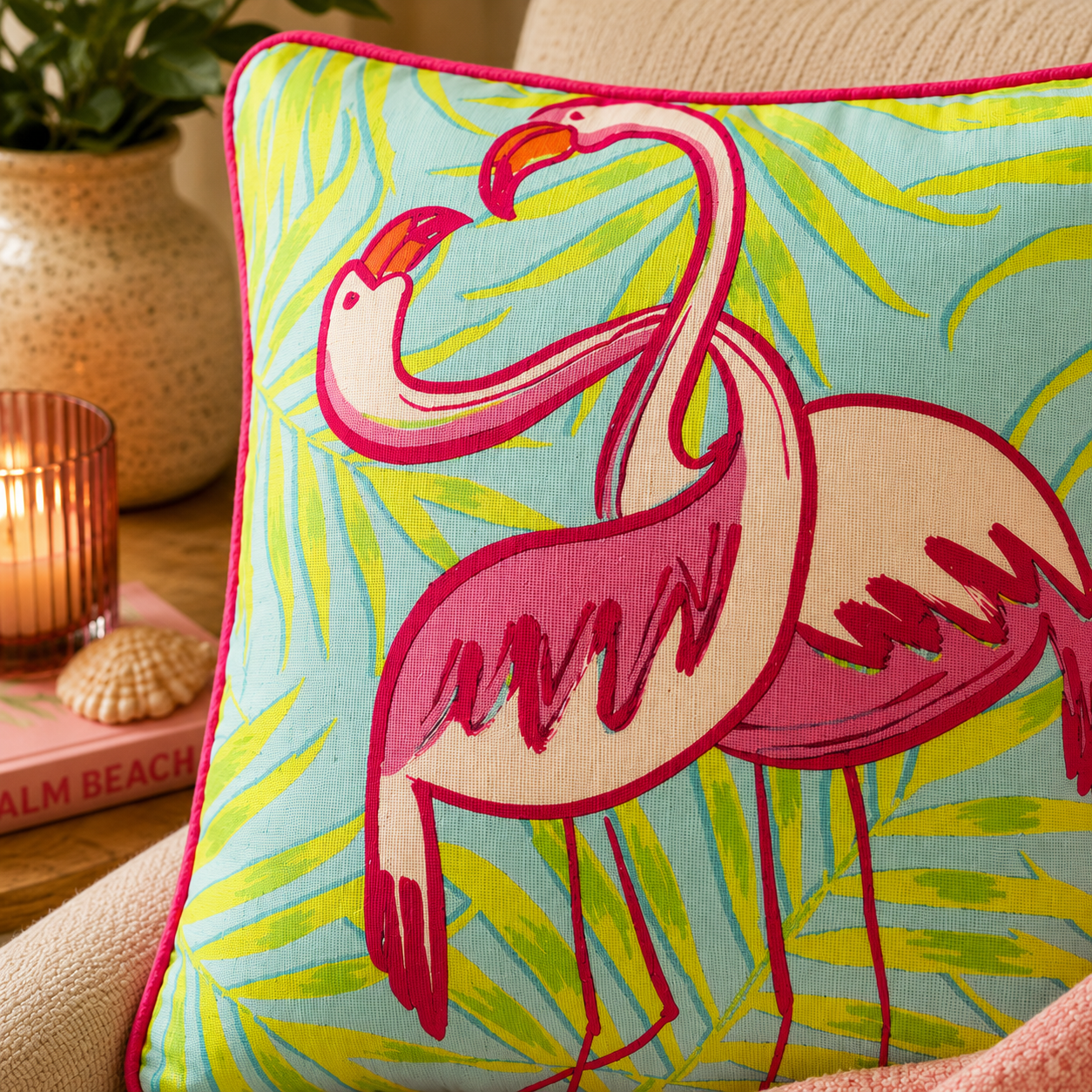 Flamingo Bay Cushion Cover (17" x 17") | Cotton Blend – Amaré Living