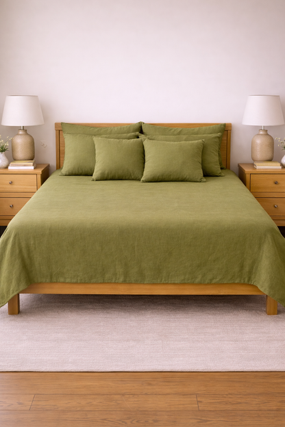 Amaré Sereno — Matcha Calm 100% Linen Bedsheet