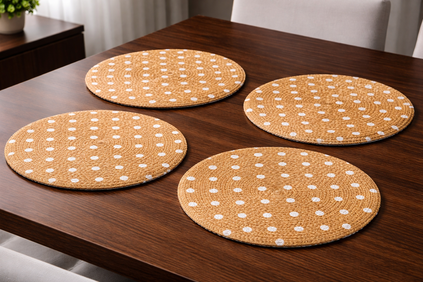 Dune Polka Woven Placemats - Set of 4 – Dining Table Mats | Amaré Living