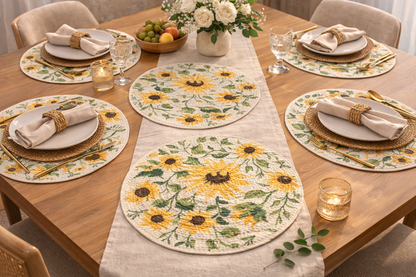 Sunburst Bloom Round Placemats - Modern Dining Table Mats | Amaré Living