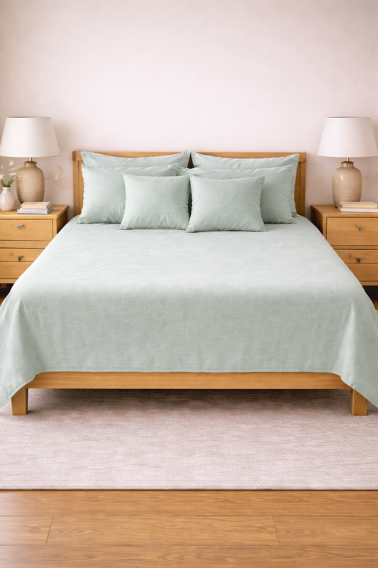 Amaré Sereno — Soft Mint 100% Linen Bedsheet