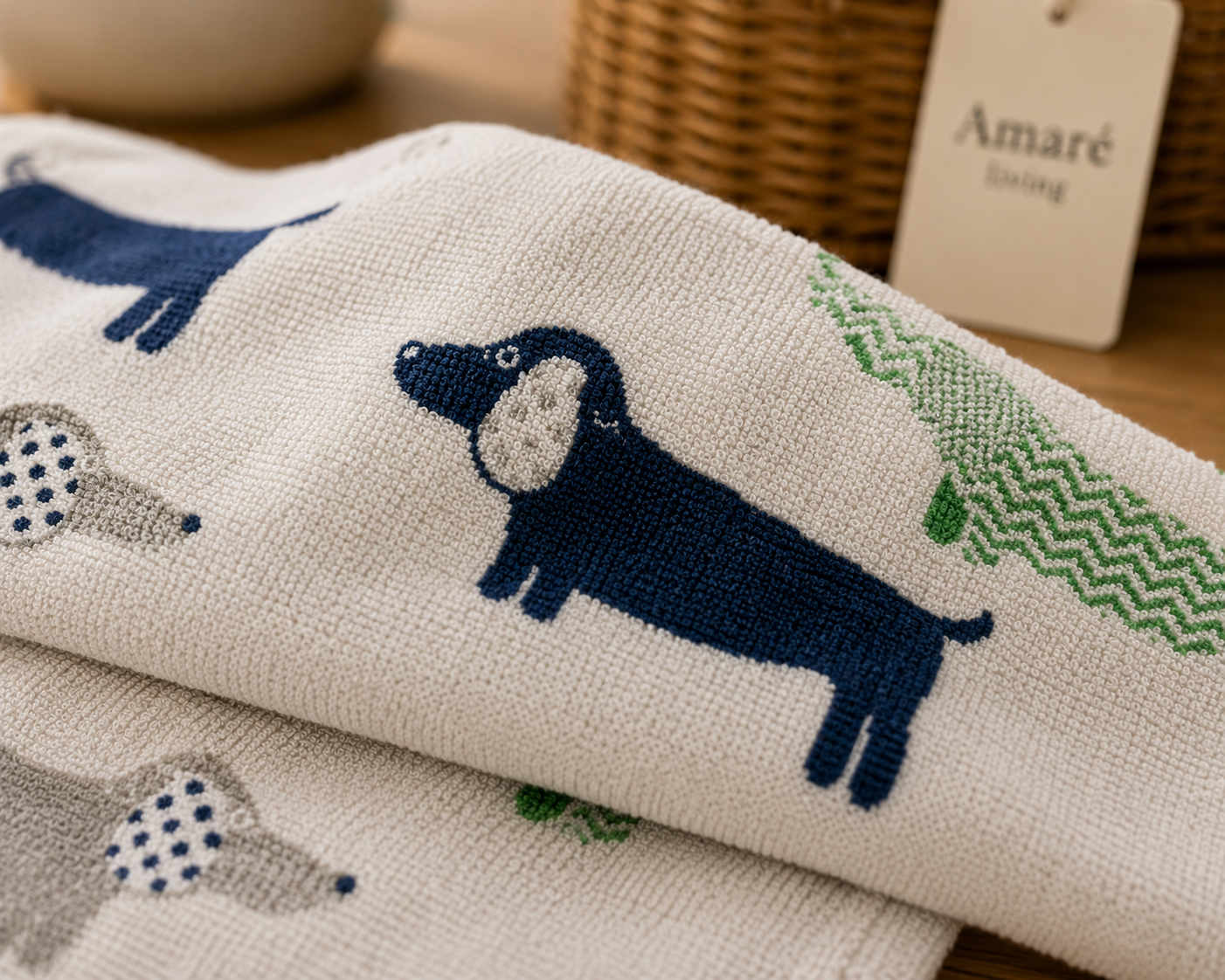 Dapper Dogs Terry Styling Napkin - Pack Of 2 (16" x 26") | Decorative Kitchen Linen – Amaré Living