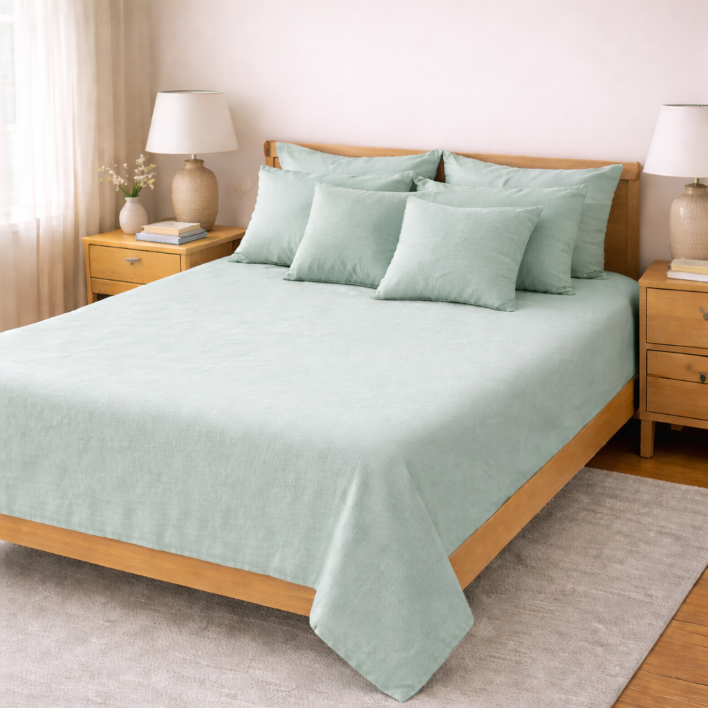 Amaré Sereno — Soft Mint 100% Linen Bedsheet
