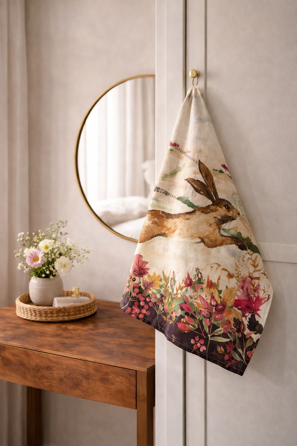 Autumn Meadow Hare Cotton Styling Napkin (21" x 28") | Decorative Kitchen Linen – Amaré Living