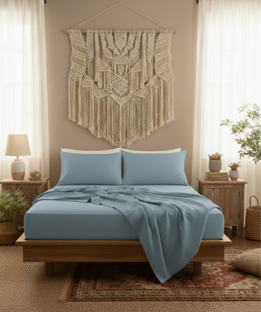 Amaré Opéra — Teal Slate Solid 550 TC Bedsheet
