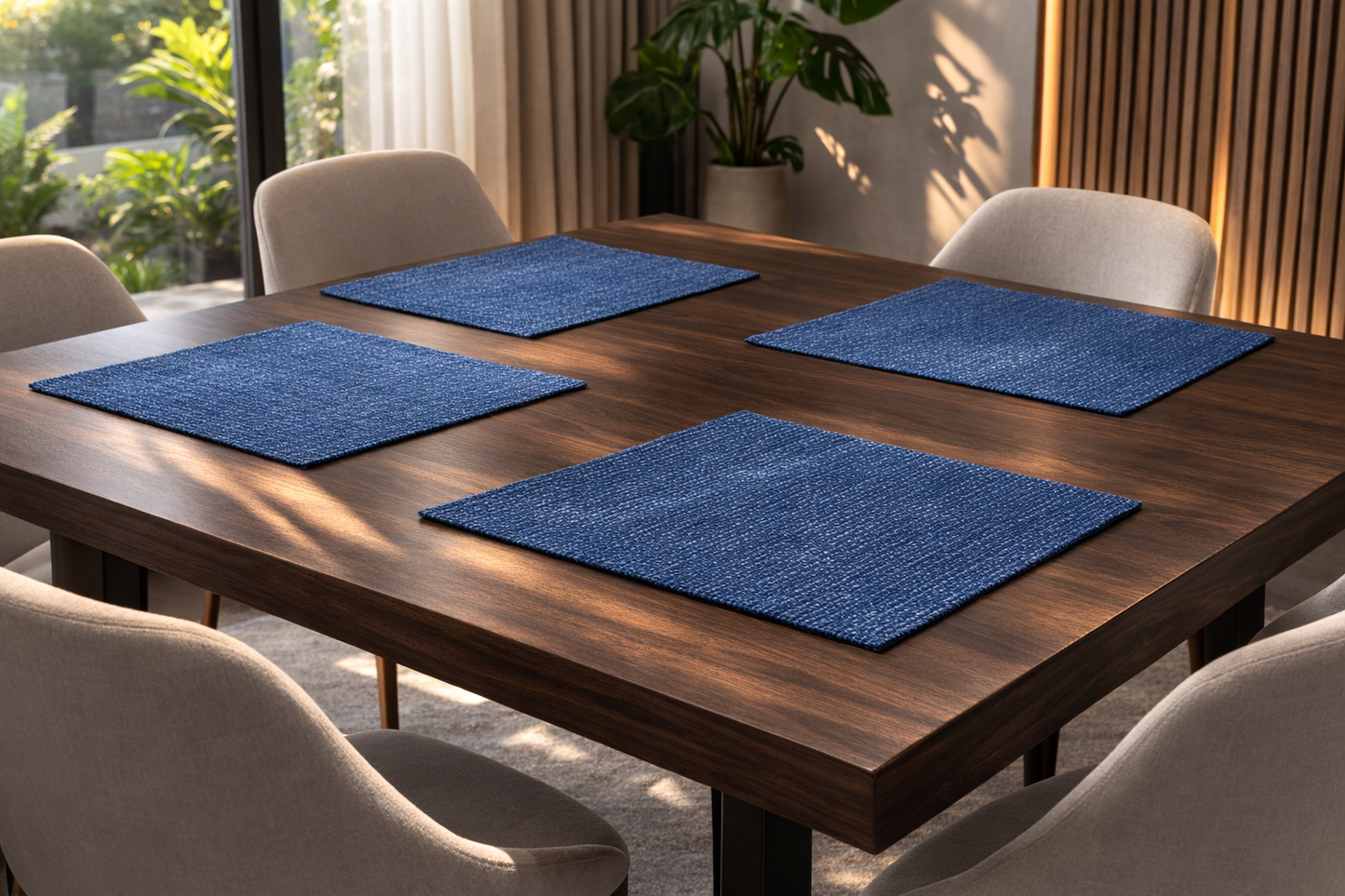 Indigo Textured Dining Placemats - Set of 4 – Dining Table Mats | Amaré Living