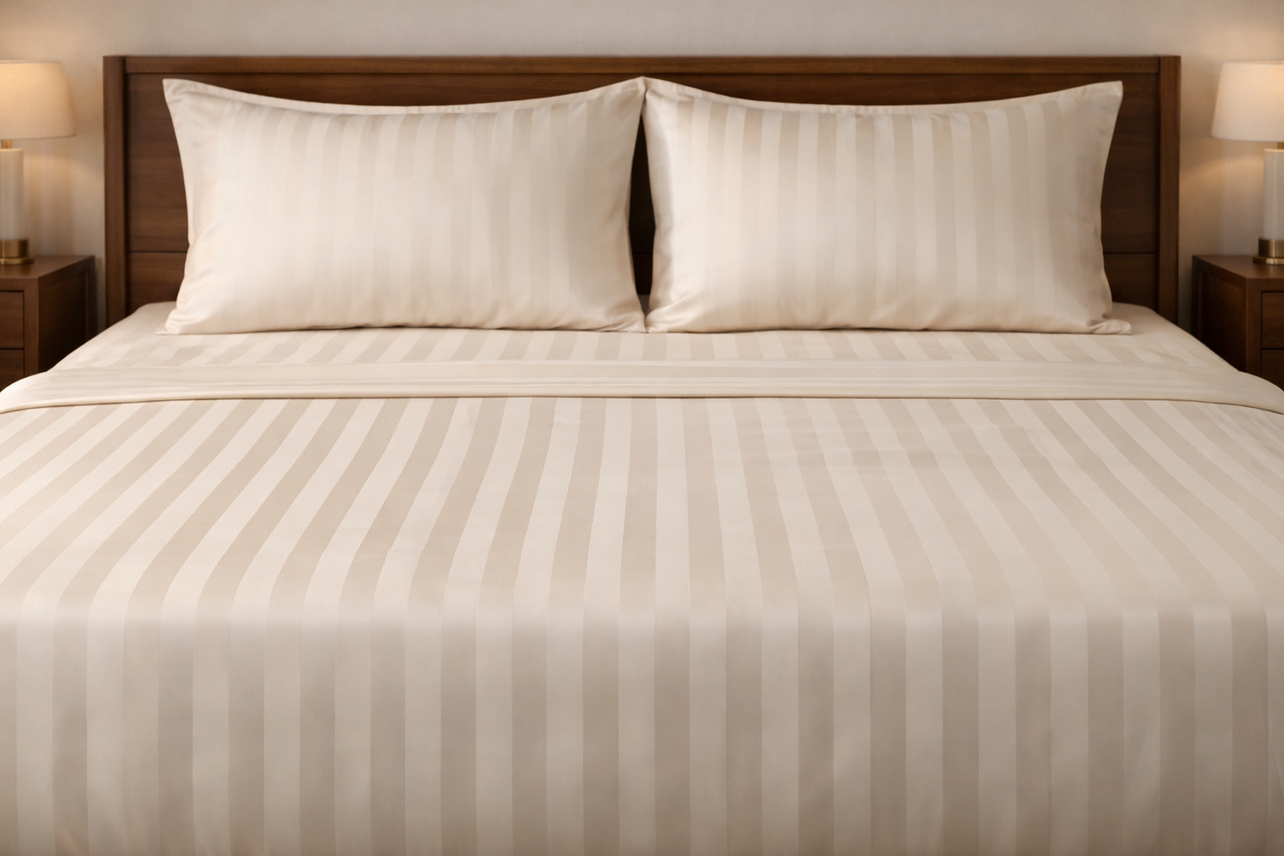 Amaré Élan — Warm Taupe Striped 550 TC Bedsheet