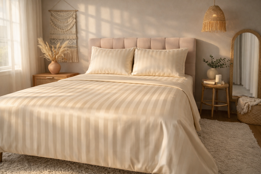 Amaré Élan — Warm Taupe Striped 550 TC Bedsheet
