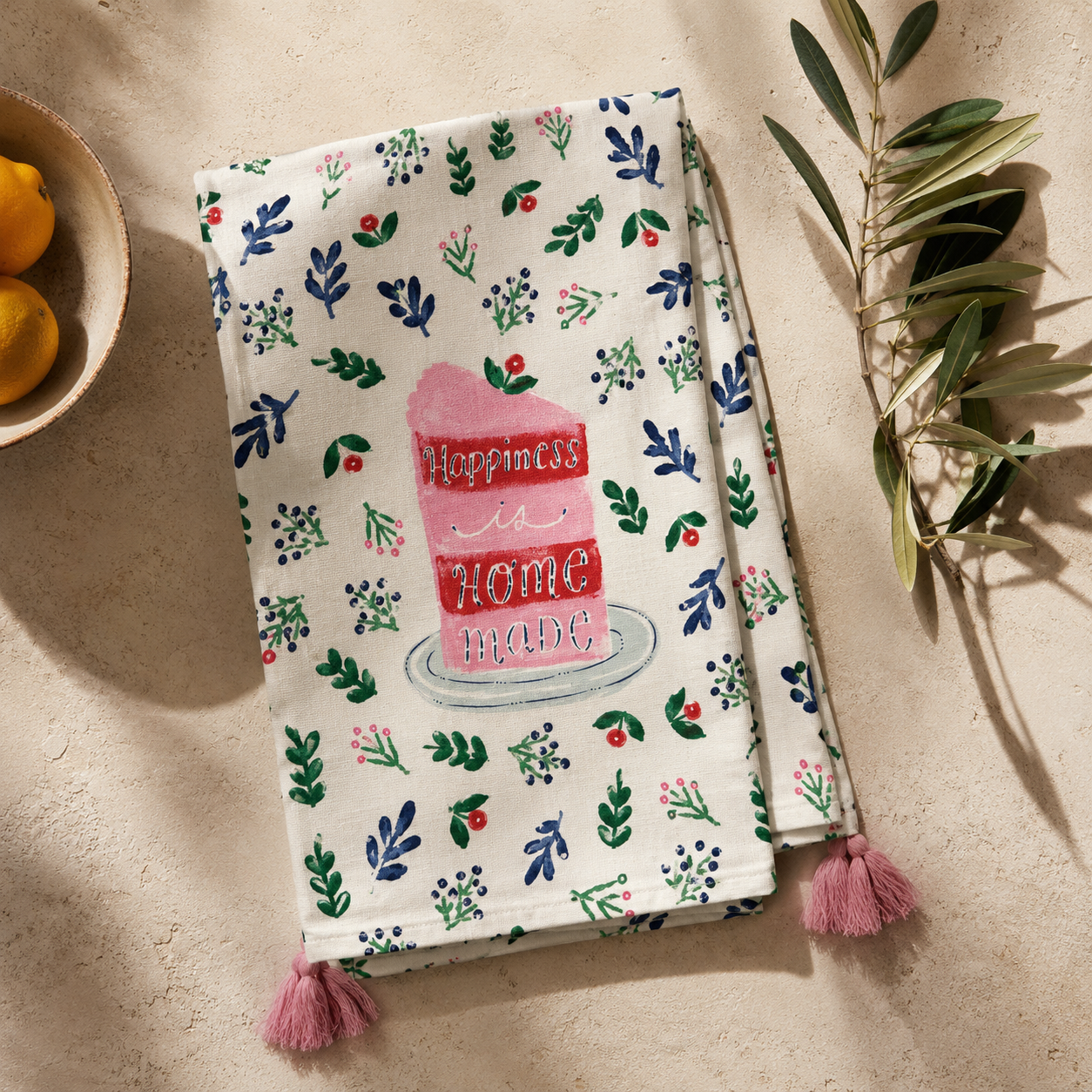 Home Sweet Happiness Embroidered Styling Napkin (21" x 28") | 100% Cotton – Amaré Living