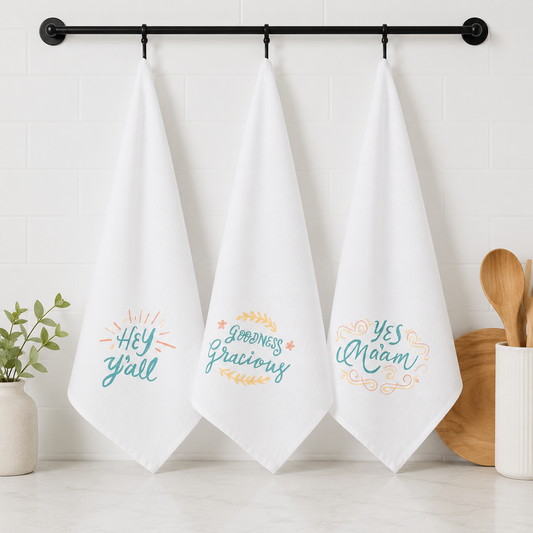 Southern Sayings Quick Dry Hand Towels - Pack Of 3 (20" x 30") | 100% Cotton – Amaré Living
