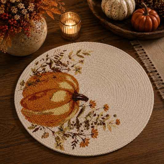 Pumpkin & Vine Braided Placemats - Set of 8 – Dining Table Mats | Amaré Living