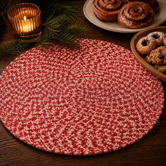 Crimson Weave Round Placemats (15") | 100% Cotton – Amaré Living
