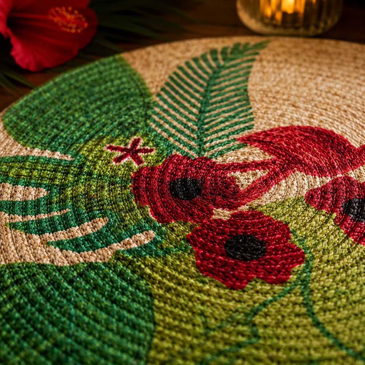 Tropical Bloom Braided Placemats - (15") | 100% Cotton – Amaré Living