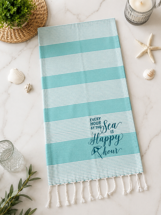 Sea Breeze Tassel Kitchen Towels - Pack Of 2 (20 x 28 inches each) | 100% Cotton – Amaré Living