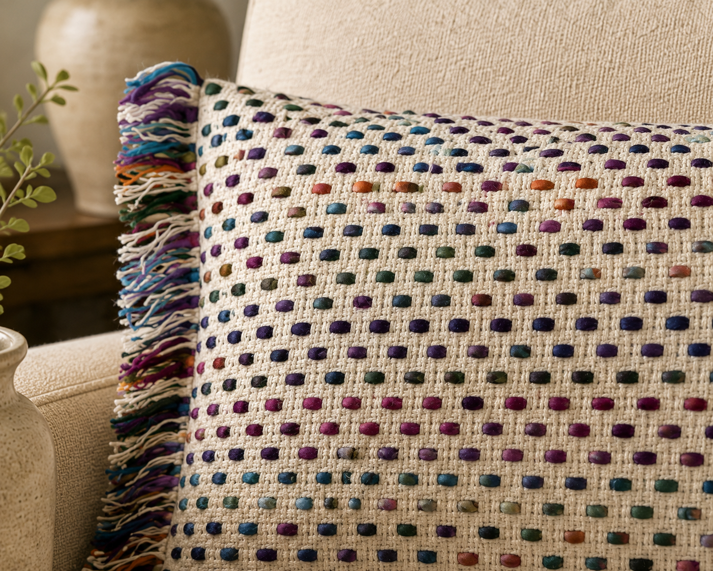 Carnival Weave Lumbar Cushion Cover (12" x 20") | Textured Cotton Blend – Amaré Living