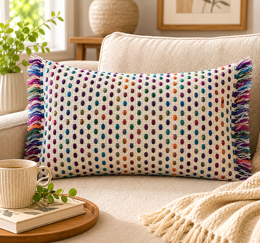 Carnival Weave Lumbar Cushion Cover (12" x 20") | Textured Cotton Blend – Amaré Living
