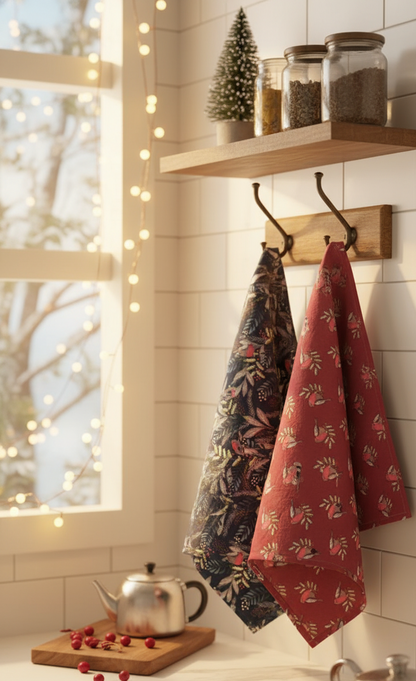 Winter Robin kitchen Cloth Set