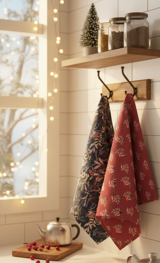 Winter Robin kitchen Cloth Set