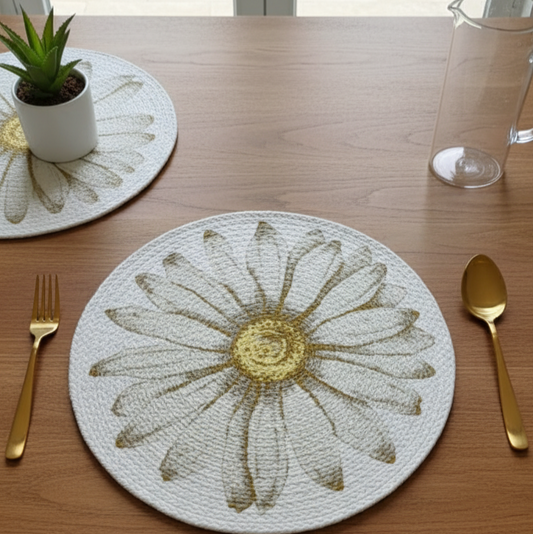 Golden Daisy Round Placemats – Set of 4