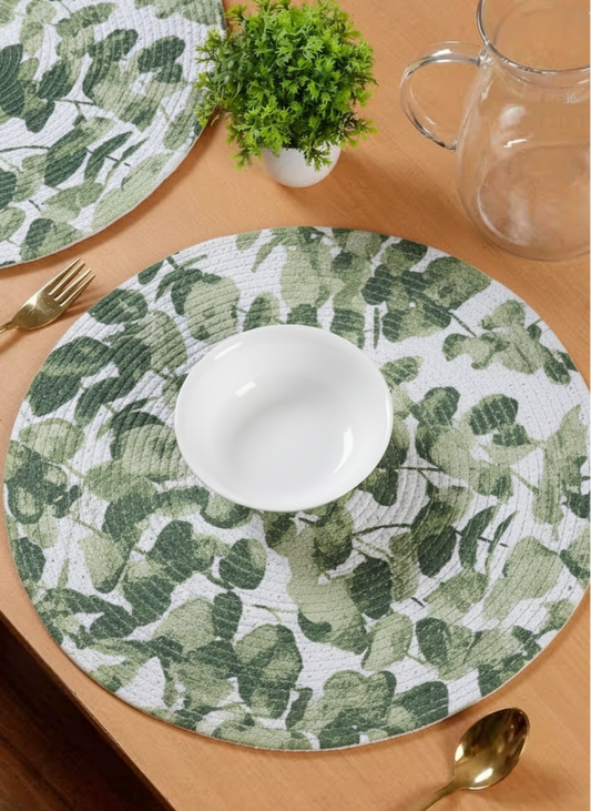 Verdant Leaf Round Placemats – Set of 4