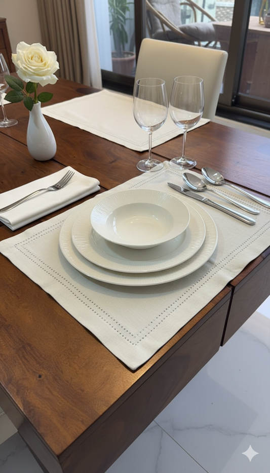Skyline Hemstitch Cotton Placemats – Set of 4