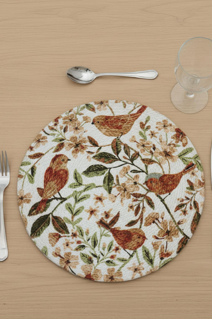 Songbird Bloom Round Placemats – Set of 4