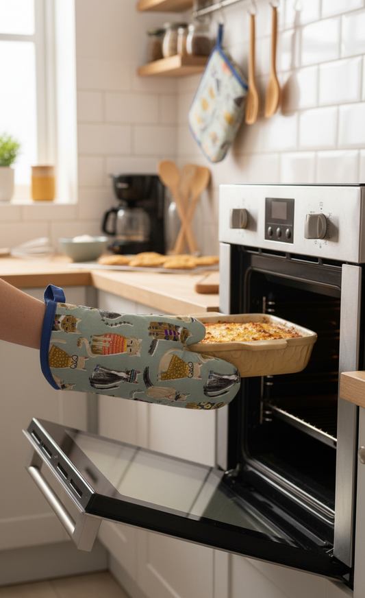 Playful Cats Quilted Oven Mitts – Pack of 2