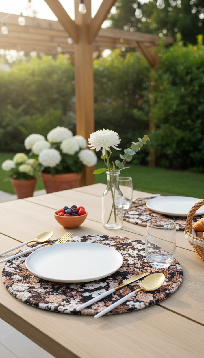 Mocha Bloom Round Placemats – Set of 4