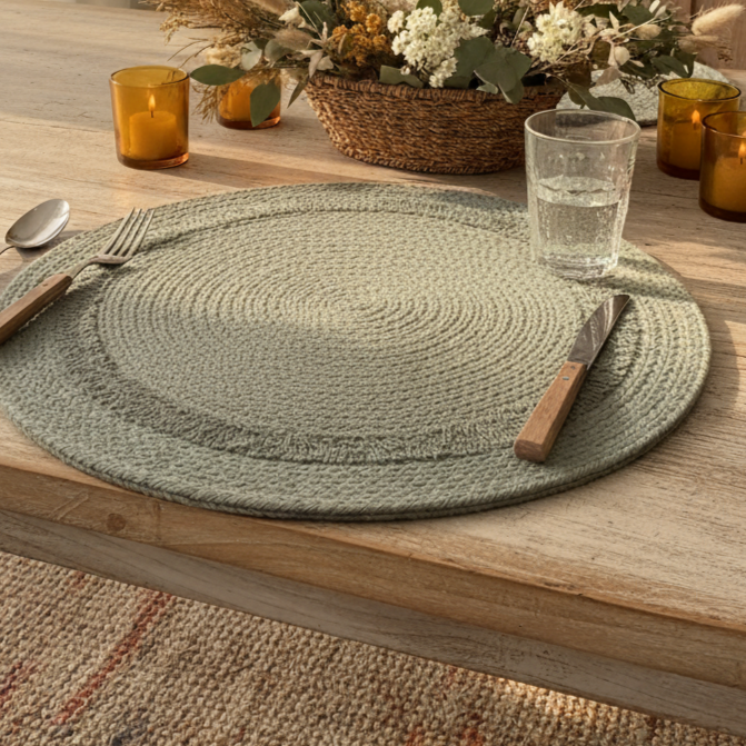 Olive Mist Round Placemats – Set of 4